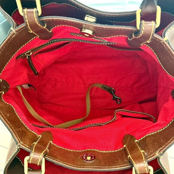 Dooney & Bourke Chestnut Florentine Leather Barlow Satchel Crossbody Handbag - Picture 13 of 16